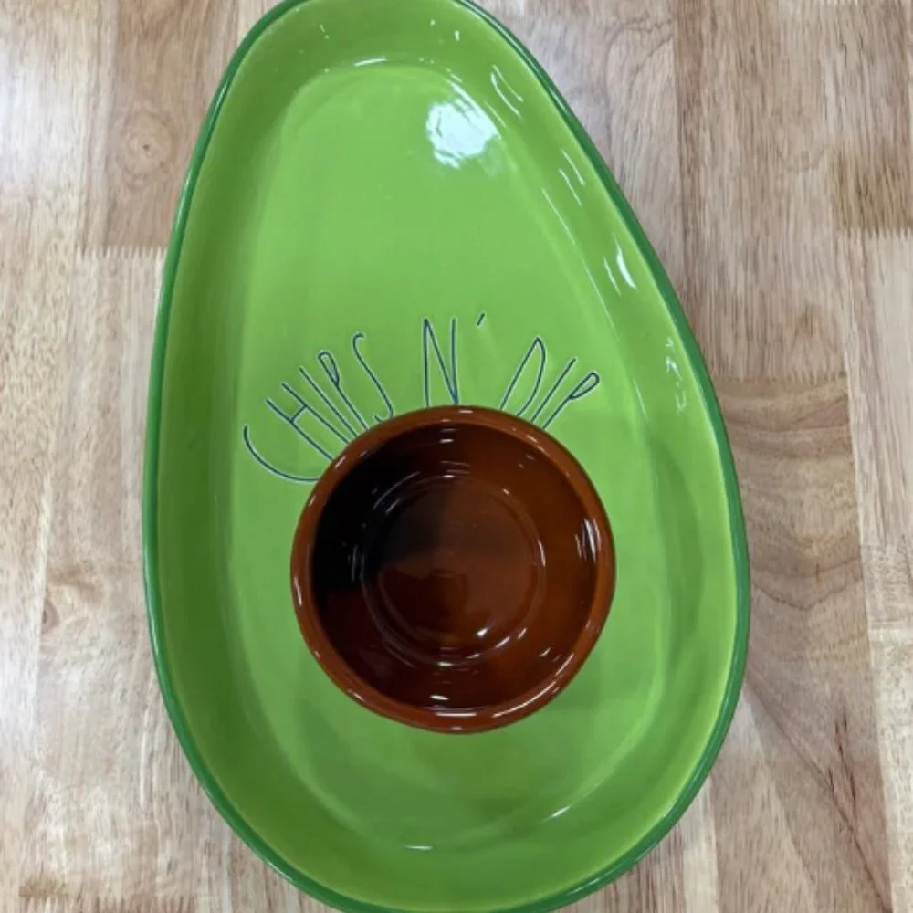 RAE DUNN Avocado Chip N Dip plate, NWOT